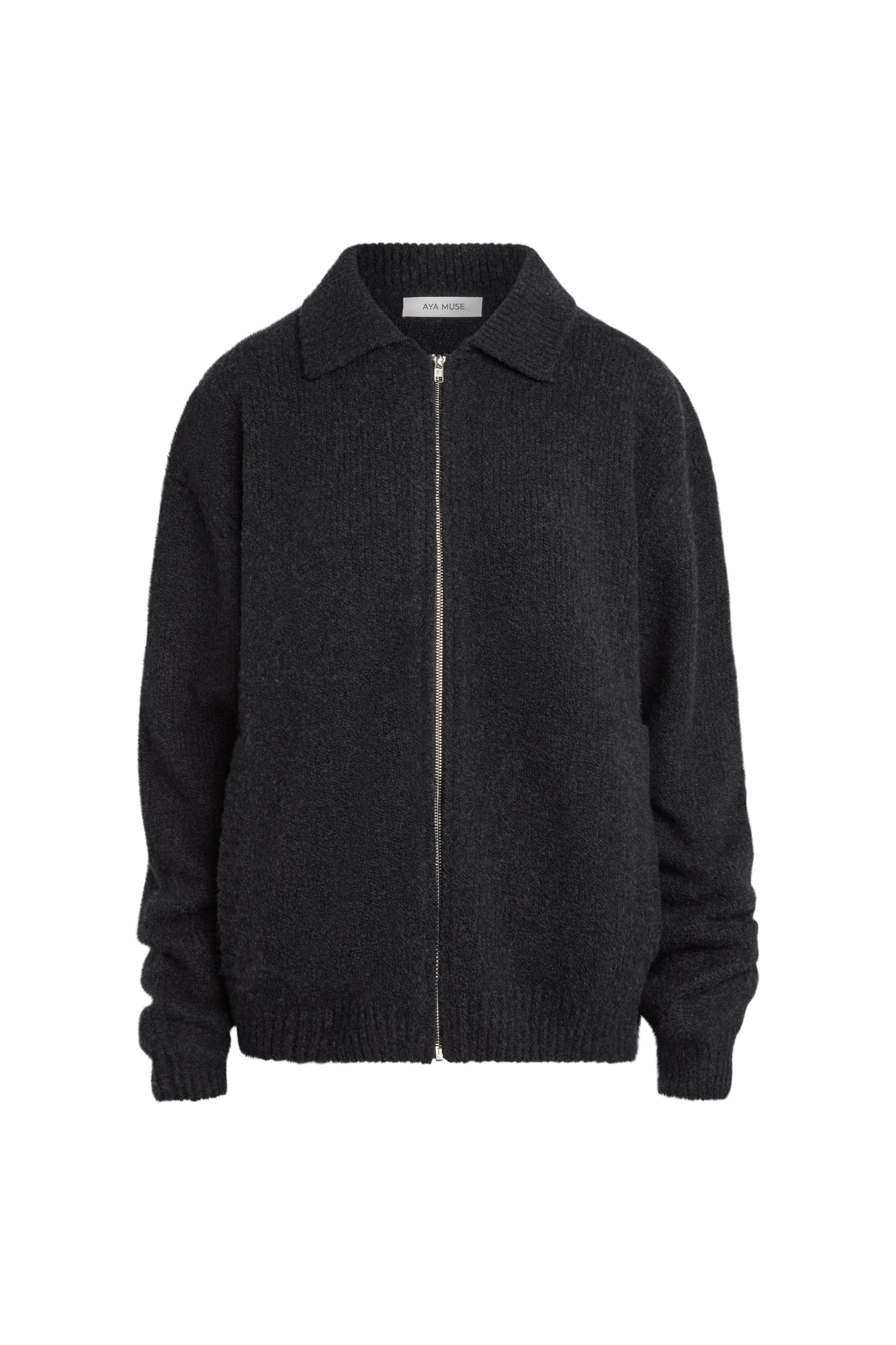 ジャケット・アウター NTRUL Shaggy ZipUp Knit Black DISSONANCE BOP Half Zip Jacket (JST66)