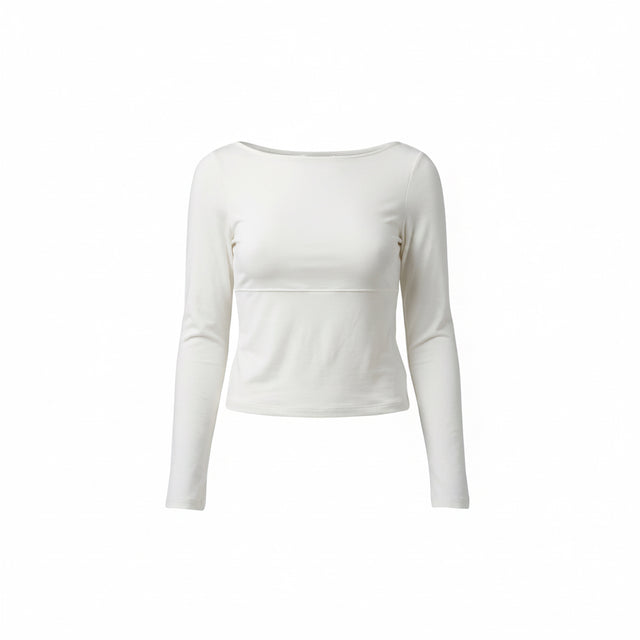 RIBBED LONG SLEEVE SEAM TEE