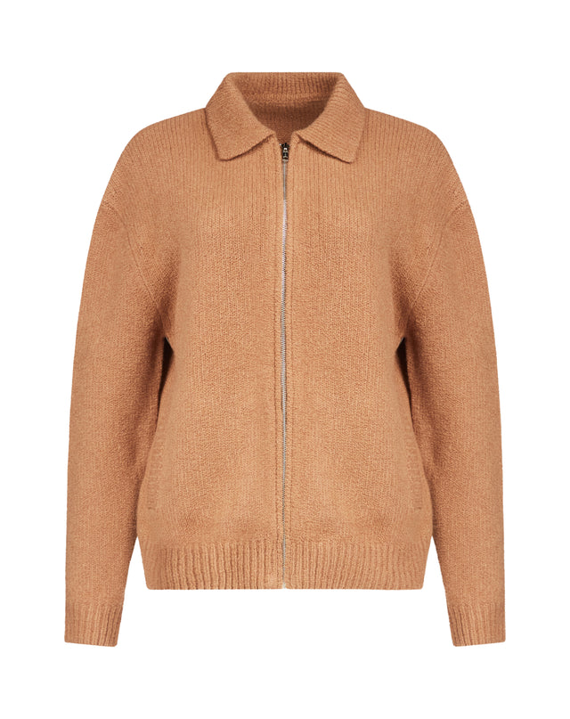 Knit Zip Up Jacket with Collar