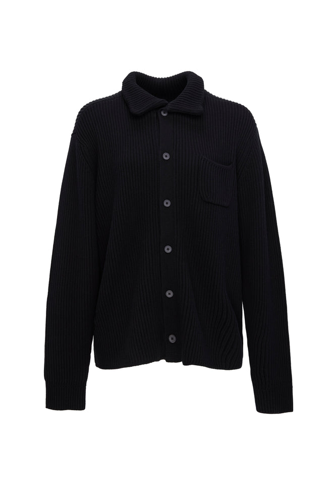 RIBBED KNIT BUTTON UP JACKET
