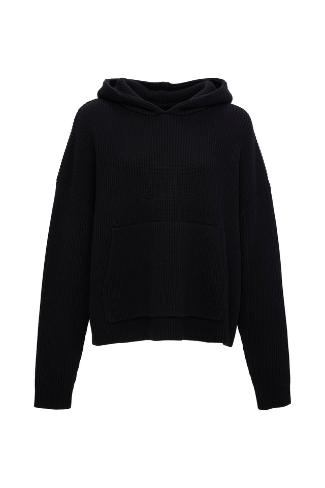 RIBBED KNIT HOODIE