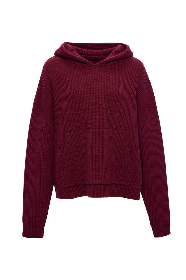 RIBBED KNIT HOODIE